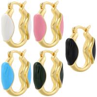 Messing Spring hoop oorbellen, plated, voor vrouw & glazuur, meer kleuren voor de keuze, Verkocht door pair