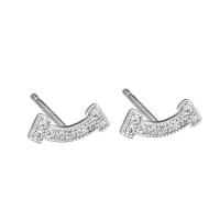 Cubic Zirconia Micro Pave Brass Earring, plated, micro pave cubic zirconia & for woman, silver color, Sold By Pair