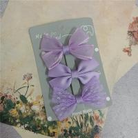 Polyester and Cotton Bowkont Hair Clip, Girl & three pieces & fashion jewelry, 6cm, Approx 3PCs/Set, Sold By Set