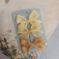 Polyester and Cotton Bowkont Hair Clip three pieces & fashion jewelry 6cm Approx Sold By Set