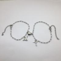 Casal pulseira e bracelete, Aço inoxidável 304, with liga de zinco, with 5cm extender chain, joias de moda, comprimento Aprox 18 cm, vendido por PC