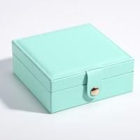 PU Πολυλειτουργικό Κοσμήματα Box, με Φέλπα, Πλατεία, Φορητό & Dustproof, περισσότερα χρώματα για την επιλογή, 120x120x50mm, Sold Με PC