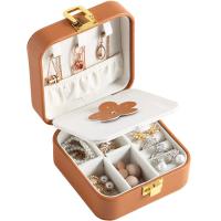PU Multifunctionele Jewelry Box, met Katoenfluweel, Plein, Dubbele laag & Draagbare & Mini & Stofdicht, meer kleuren voor de keuze, 95x95x50mm, Verkocht door PC