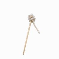 Hår Stick, Freshwater Pearl, med Mässing, 18K guldpläterad, mode smycken & för kvinna, 170mm, Säljs av PC