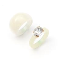 Akryl ring Set, 2 stykker & mode smykker & for kvinde & med rhinestone, hvid, 17mm, Solgt af sæt