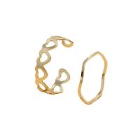 liga de zinco anel Set, 2 peças & joias de moda & para mulher, dourado, vendido por Defina