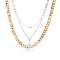liga de zinco colar, três peças & joias de moda & para mulher, dourado, comprimento 21-50 cm, vendido por Defina