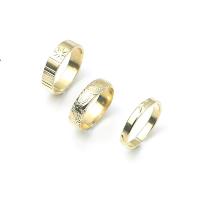 liga de zinco anel Set, três peças & joias de moda & para mulher, dourado, 17mm, vendido por Defina