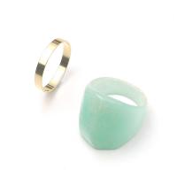 acrilico anel Set, with liga de zinco, cromado de cor dourada, 2 peças & joias de moda & para mulher, dois diferentes cores, 17mm, vendido por Defina