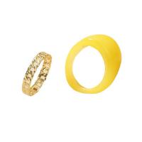 Ακρυλικό Ring Set, με Κράμα ψευδάργυρου, χρώμα επίχρυσο, 2 τεμάχια & κοσμήματα μόδας & για τη γυναίκα, δύο διαφορετικά χρώματα, 17mm, Sold Με Ορισμός