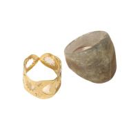 Ακρυλικό Ring Set, με Κράμα ψευδάργυρου, χρώμα επίχρυσο, 2 τεμάχια & κοσμήματα μόδας & για τη γυναίκα, δύο διαφορετικά χρώματα, 17mm, Sold Με Ορισμός