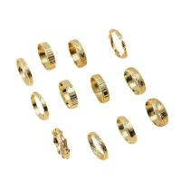 liga de zinco anel Set, cromado de cor dourada, 12 peças & joias de moda & para mulher, dois diferentes cores, 17mm, vendido por Defina