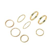 Zinek Ring Set, barva pozlacený, 8 kusů & módní šperky & pro ženy, zlatý, 17mm, Prodáno By nastavit