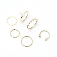 Κράμα ψευδάργυρου Ring Set, χρώμα επίχρυσο, 6 τεμάχια & κοσμήματα μόδας & για τη γυναίκα, χρυσαφένιος, 17mm, Sold Με Ορισμός
