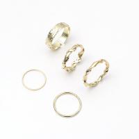 Zinc Alloy ring Set, guldfarve belagt, 5 stykker & mode smykker & for kvinde, gylden, 17mm, Solgt af sæt