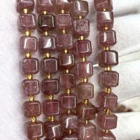 Natural Quartz Jewelry Beads, Strawberry Quartz, Square, DIY & faceted, fuchsia, 8mm, Sold Per Approx 39 cm Strand