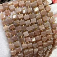 Gemstone smykker perler, Sunstone, Square, du kan DIY & facetteret, blandede farver, 8mm, Solgt Per Ca. 39 cm Strand