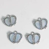 Zinc Alloy Heart Pendants with Sea Opal silver color plated DIY & with rhinestone white nickel lead & cadmium free Sold By PC