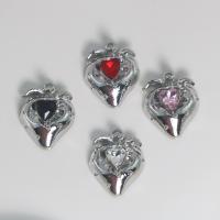Zinc Alloy Rhinestone Pendants Strawberry silver color plated DIY & with rhinestone nickel lead & cadmium free Sold By PC