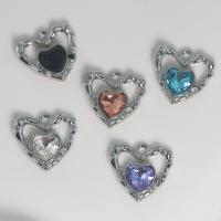 Tibetan Style Heart Pendants, silver color plated, DIY & with rhinestone & hollow, more colors for choice, nickel, lead & cadmium free, 19.30x18.70x5.20mm, Sold By PC