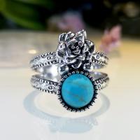Zinc Alloy Finger Ring with Turquoise silver color plated vintage & fashion jewelry & for woman blue nickel lead & cadmium free Sold By PC