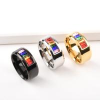 Titanium Čelik Finger Ring, s Kubni cirkonij, modni nakit & bez spolne razlike & različite veličine za izbor, više boja za izbor, nikal, olovo i kadmij besplatno, 8mm, Prodano By PC