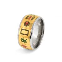 Ring Finger Titantium stali, biżuteria moda & dla obu płci & różnej wielkości do wyboru, złoty, bez zawartości niklu, ołowiu i kadmu, 9mm, sprzedane przez PC