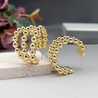 Brass Stud Earring, gold color plated, fashion jewelry & for woman, nickel, lead & cadmium free, 30x35mm, Sold By Pair