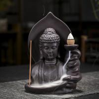 Backflow Incense Burner, Porcelain, Buddha, handmade, for home and office & durable & multifunctional, 115x80x155mm, Sold By PC