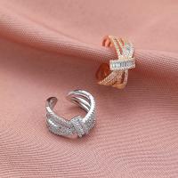 Kubisk Circonia Micro bane messing Ring, forgyldt, mode smykker & Micro Pave cubic zirconia & for kvinde, flere farver til valg, nikkel, bly & cadmium fri, Solgt af PC