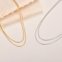 Multi Layer Necklace, 304 Stainless Steel, with 1.97inch extender chain, Vacuum Ion Plating, Double Layer & fashion jewelry & for woman, more colors for choice, Length:Approx 14.57 Inch, Approx 16.14 Inch, Sold By PC