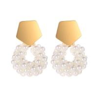 Zinklegierung Ohrringe, mit Kunststoff Perlen, plattiert, Modeschmuck & für Frau, frei von Nickel, Blei & Kadmium, verkauft von Paar