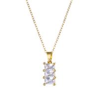 Stainless Steel Sweater Chain Necklace 304 Stainless Steel with 1.97inch extender chain Vacuum Plating fashion jewelry & micro pave cubic zirconia & for woman golden Sold Per Approx 15.75 Inch Strand