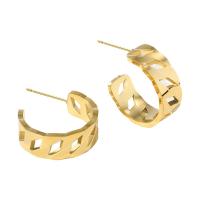 Titanium Steel  Earring, 304 Stainless Steel, plated, fashion jewelry & for woman, golden, 22mm, Sold By Pair