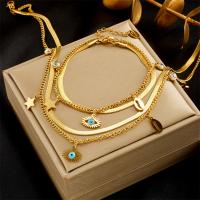 Jewelry Sets Titanium Steel with turquoise plated Double Layer & for woman & with rhinestone golden Sold By Strand