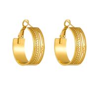Titanium Steel  Earring, plated, fashion jewelry & for woman, golden, 30mm, Sold By Pair