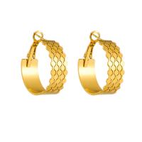 Boucle d'oreille Acier Titane, Placage, bijoux de mode & styles différents pour le choix & pour femme, doré, 30mm, Vendu par paire