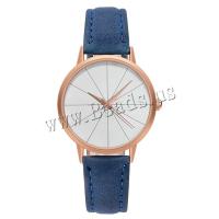 Women Wrist Watch, PU Leather, with rhinestone Tibetan Style spacer & Glass & 304 Stainless Steel, Round, rose gold color plated, fashion jewelry & Chinese movement & for woman, more colors for choice, 34x8mm, Length:Approx 236 mm, Sold By PC
