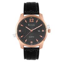 Men Wrist Watch, PU Leather, with Glass & 304 Stainless Steel & Tibetan Style, Round, plated, fashion jewelry & Chinese movement & for man, more colors for choice, 40x8mm, Length:Approx 243 mm, Sold By PC