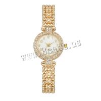 Women Wrist Watch, Tibetan Style, with Glass & 304 Stainless Steel, Round, plated, fashion jewelry & Chinese movement & for woman & with rhinestone, more colors for choice, nickel, lead & cadmium free, 24x8mm, Length:Approx 195 mm, Sold By PC