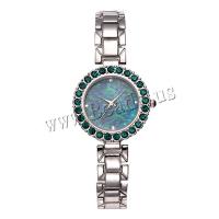 Women Wrist Watch, Tibetan Style, with Glass & 304 Stainless Steel, Round, plated, fashion jewelry & Chinese movement & for woman & with rhinestone, more colors for choice, nickel, lead & cadmium free, 30x8mm, Length:Approx 200 mm, Sold By PC