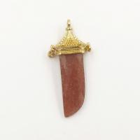 Gemstone Pendants Jewelry, Natural Stone, with Brass, Dagger, gold color plated, DIY, more colors for choice, 41.65mm, Sold By PC