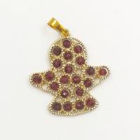 Gemstone Pendants Jewelry Natural Stone with Brass Bird gold color plated DIY 34.68mm Sold By PC