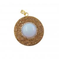 Gemstone Pendants Jewelry Natural Stone with Brass Dome gold color plated DIY Sold By PC