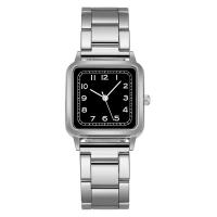 Nők Wrist Watch, Cink ötvözet, -val Üveg & 304 rozsdamentes acél, Négyzet, galvanizált, divat ékszerek & kínai mozgás & a nő, több színt a választás, nikkel, ólom és kadmium mentes, 27x8mm, Hossz Kb 247 mm, Által értékesített PC