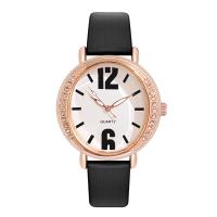 Women Wrist Watch, PU Leather, with Glass & 304 Stainless Steel & Tibetan Style, Round, rose gold color plated, fashion jewelry & Chinese movement & for woman & with rhinestone, more colors for choice, 36x8mm, Length:Approx 236 mm, Sold By PC