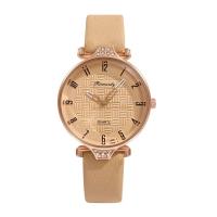 Women Wrist Watch PU Leather with Glass & 304 Stainless Steel & Zinc Alloy Round rose gold color plated fashion jewelry & Chinese movement & for woman & with rhinestone Length Approx 240 mm Sold By PC