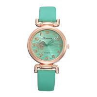 Women Wrist Watch PU Leather with Glass & 304 Stainless Steel & Zinc Alloy Round rose gold color plated fashion jewelry & Chinese movement & for woman Length Approx 245 mm Sold By PC