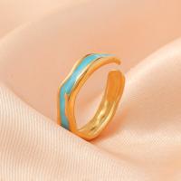 Emalje rustfrit stål fingre Ringe, 304 rustfrit stål, med emalje, forgyldt, mode smykker & for kvinde, flere farver til valg, nikkel, bly & cadmium fri, 18mm, Solgt af PC