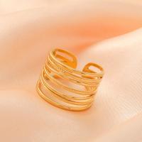 Rozsdamentes acél Finger Ring, 304 rozsdamentes acél, galvanizált, divat ékszerek & többrétegű & a nő, arany, nikkel, ólom és kadmium mentes, 18mm, Által értékesített PC
